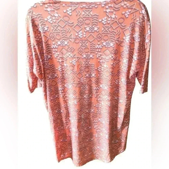 Lularoe Peach & Grey XXS Irma tunic top. Aztec pattern, soft cotton blend..faded - Picture 2 of 7